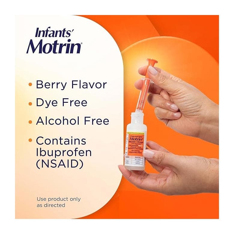 Johnson & Johnson Motrin Concentrated Pain Reliever Infant Drops, Berry Flavor, 1 oz - Image 3