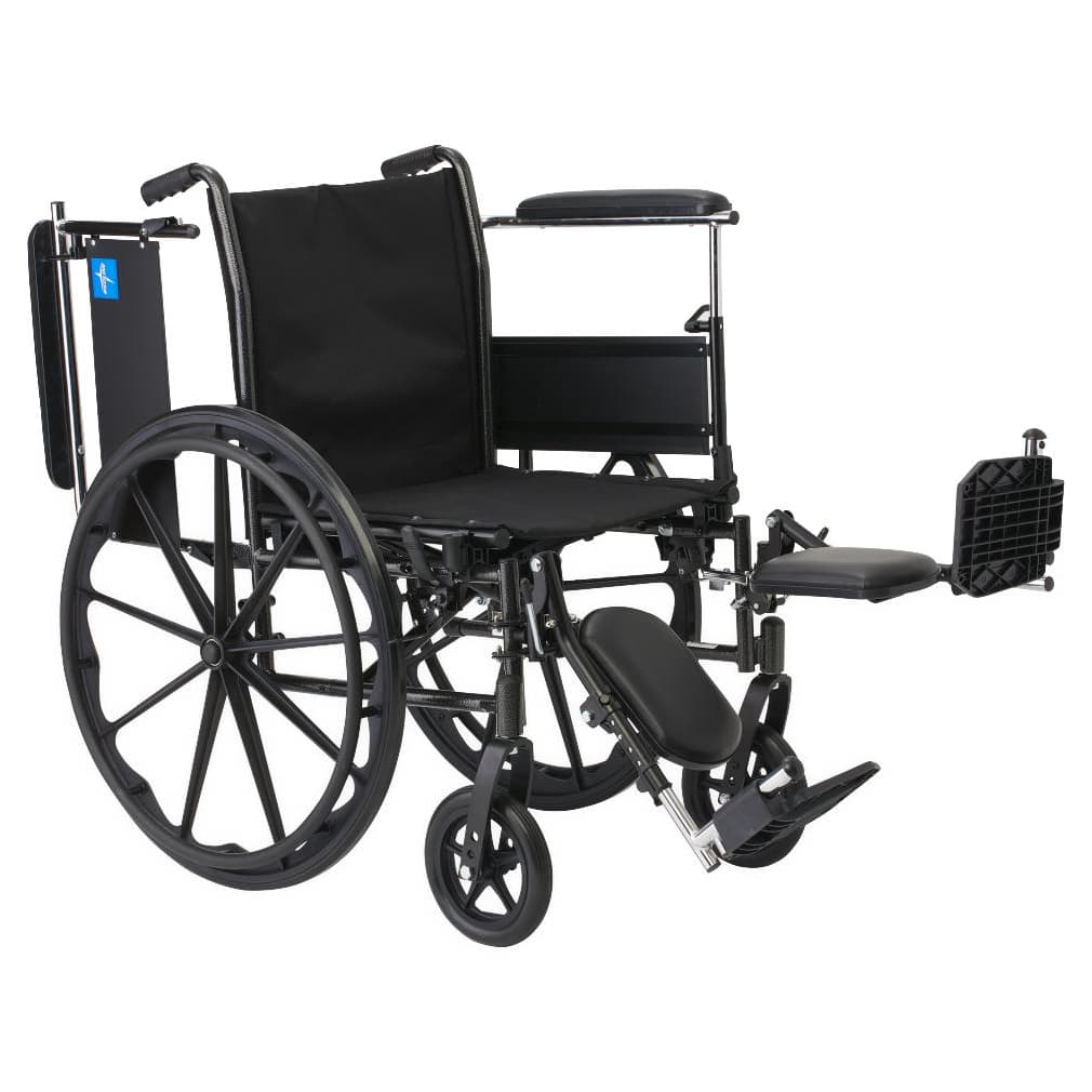 Medline Guardian K3 lightweight Wheelchair 16"W x 16"D Seat with Height-Adjustable Full-Length Arms and Elevating Leg Rests - Image 1