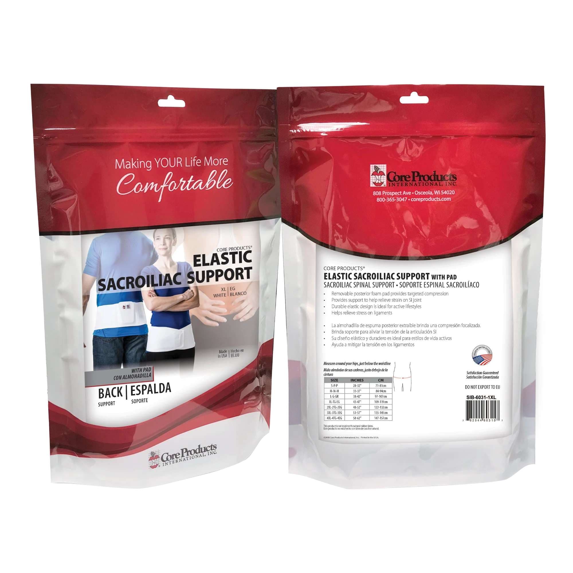 Core Elastic 6" Sacral Support Belt with Pad - Image 6