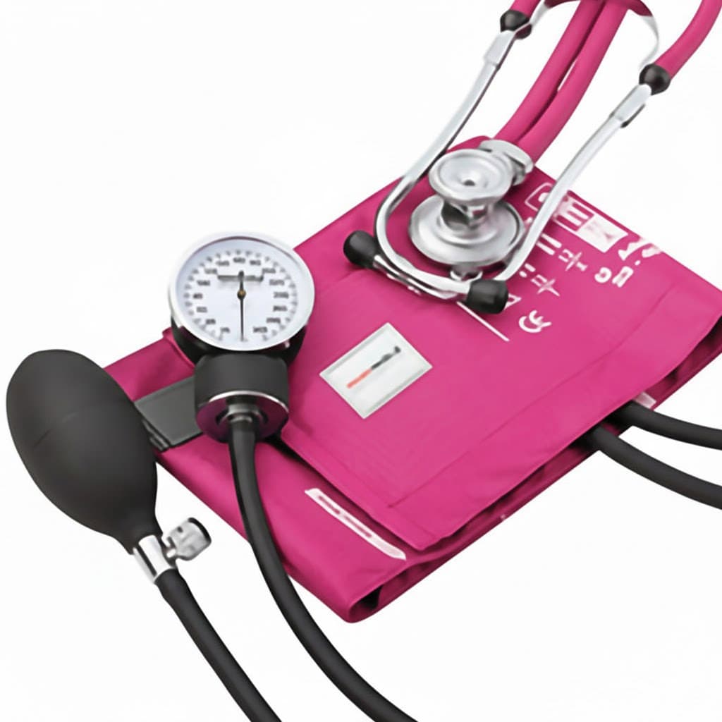 McKesson Pink Adult Reusable Aneroid & Dual-Head Sprague Stethoscope Set, Cuff 23–33 cm - Each - Image 1