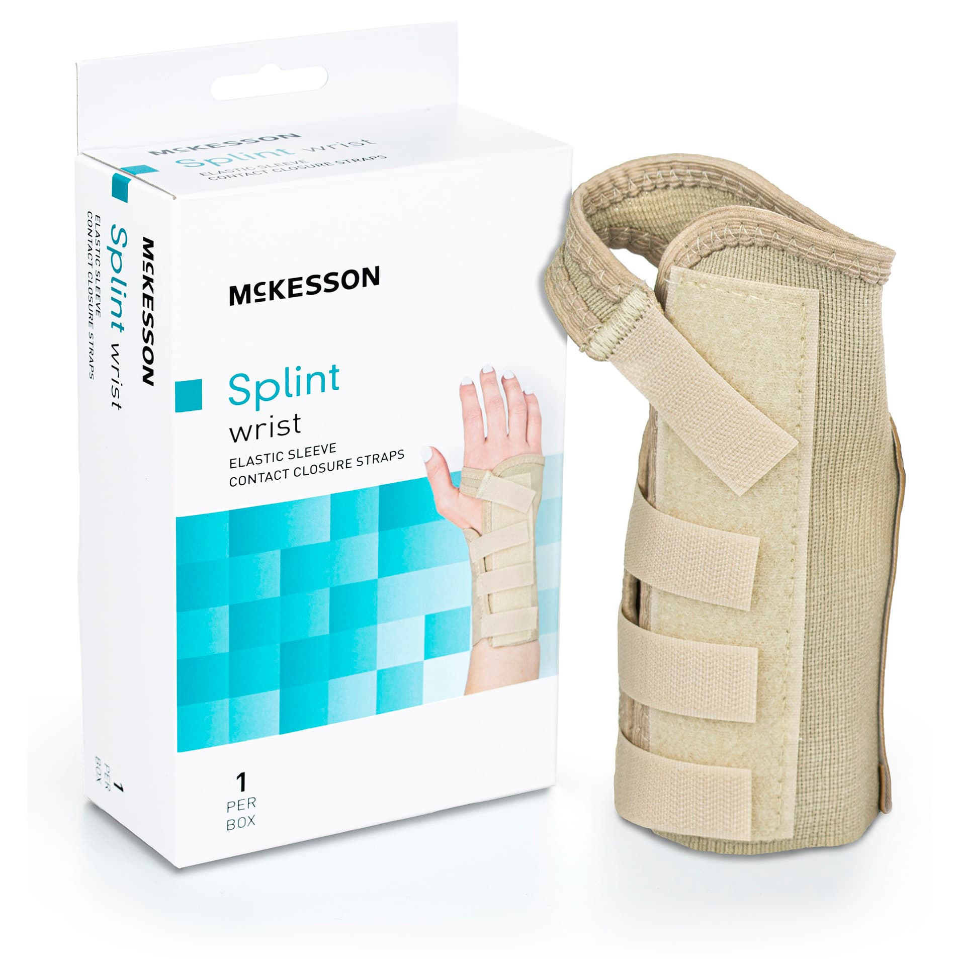 McKesson Wrist Brace Beige, Up to 5-1/2 Inch Wrist, X-Small, Right Hand - Each - Image 1