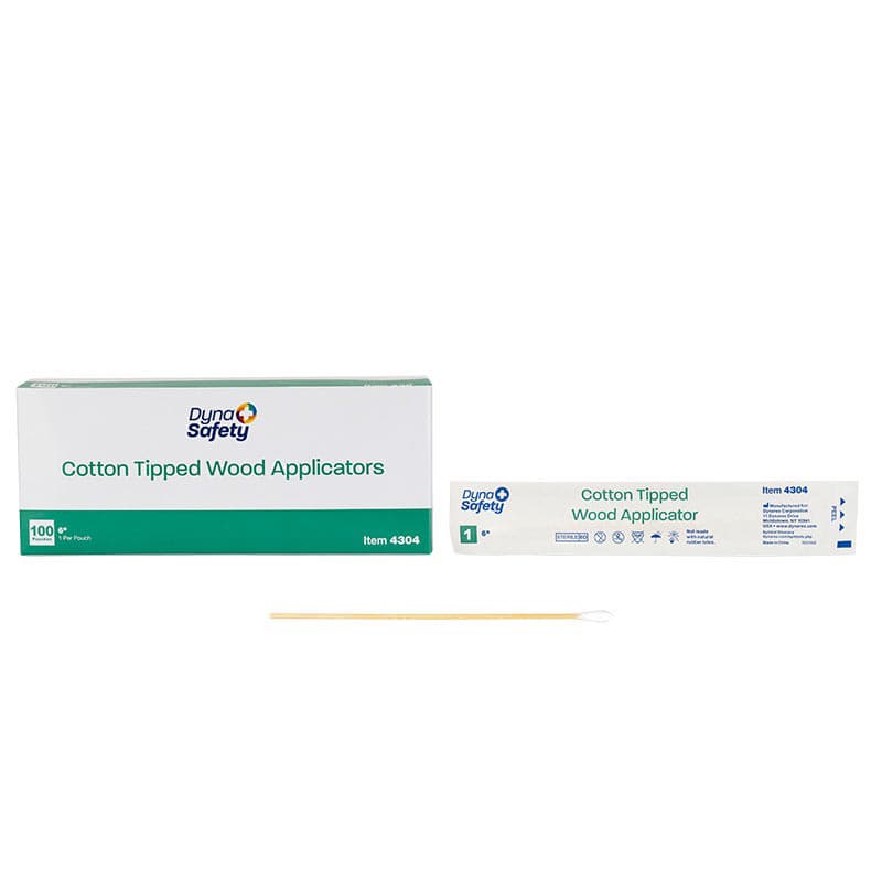 Dynarex Cotton Tipped Applicator with Wood Shaft, 6 Inch - Image 1
