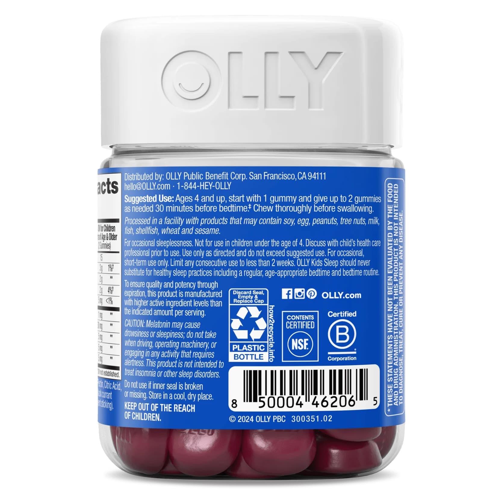 OLLY Kids Sleep L-Theanine, Melatonin and Botanicals Supplement Gummies - Bottle of 50 - Image 3