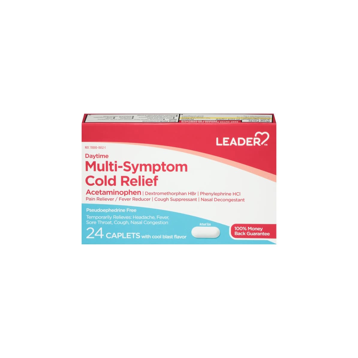 Leader Daytime, Multi-Symptom Cold Relief Caplets - 24 Count - Image 1