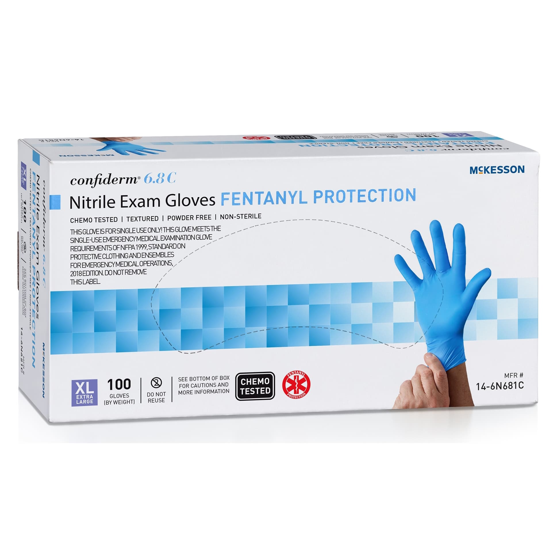 McKesson Confiderm 6.8C Nitrile Exam Gloves, Extra Large - Case of 1000 - Image 1