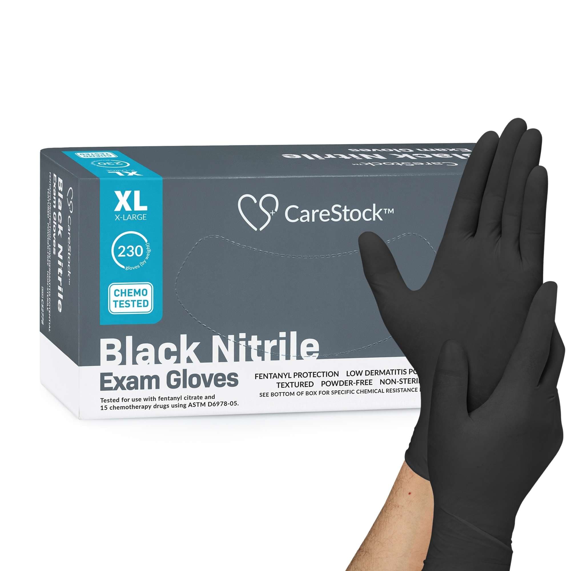 CareStock Extra Large Black Nitrile Exam Gloves - Box of 230 - Image 1