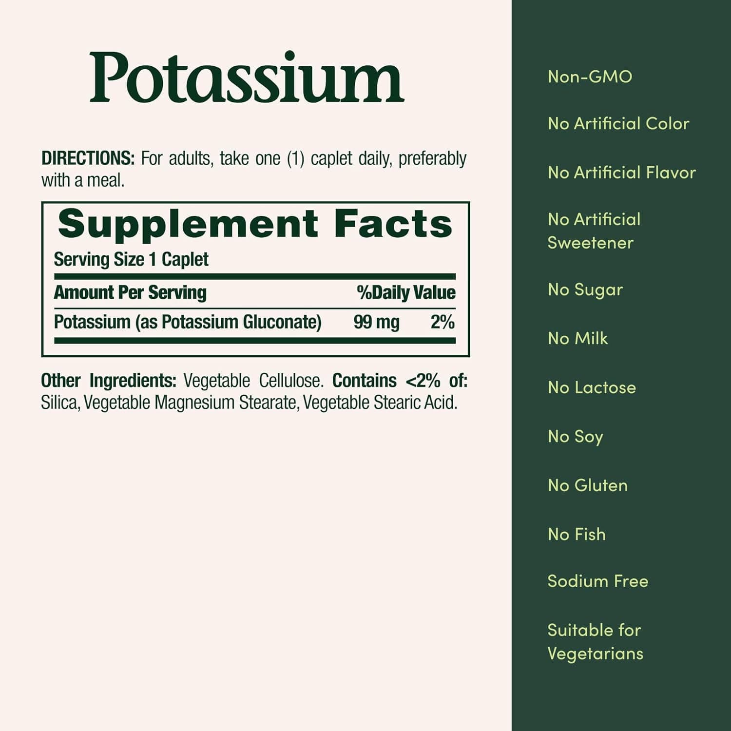 Nature's Bounty Potassium Caplets, 99 mg - Bottle of 100 - Image 3