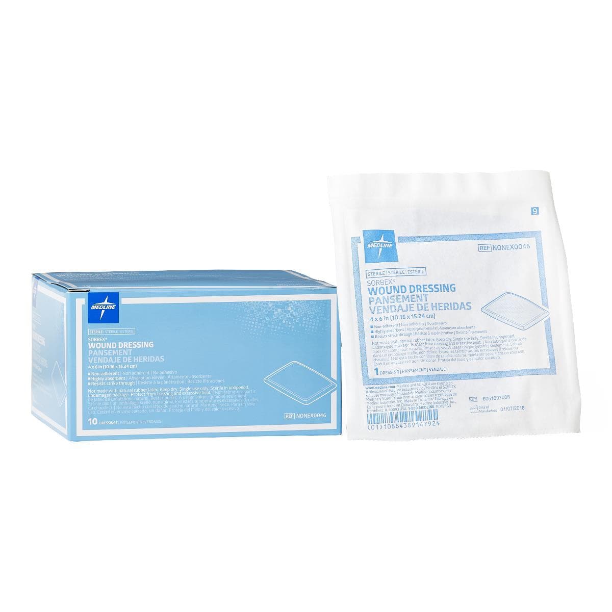 Medline Sorbex Sterile Absorbent Dressing, 4 x 6 Inch - Box of 10 - Image 1