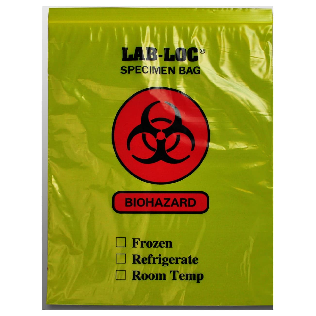 Lab-Loc Specimen Transport Bag, Biohazard Symbol, Storage Instructions