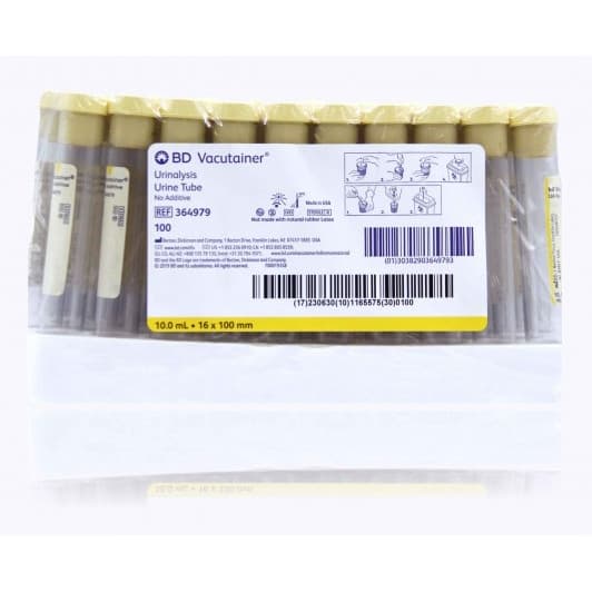 BD Vacutainer Urinalysis Tube, Round Bottom, 10 mL, 16 x 100 mm - Box of 100 - Image 1