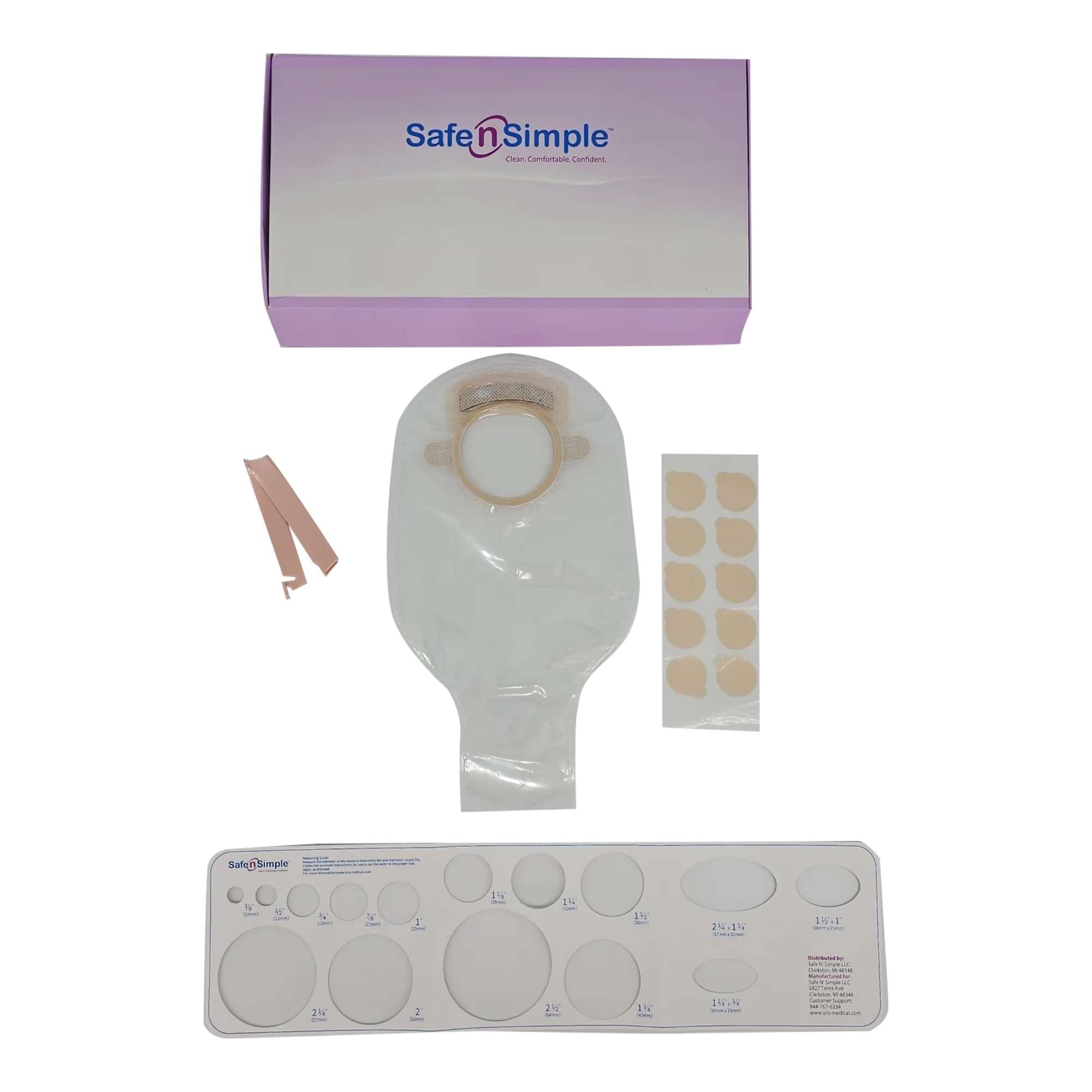 Safe N Simple Two-Piece System Ostomy Pouch, Transparent, 57 mm Flange - Box of 10 - Image 1