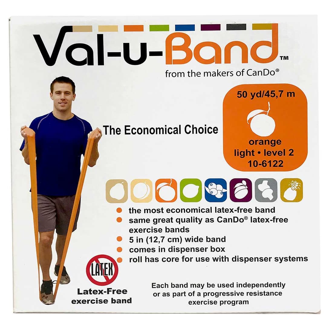 Val-u-Band Latex Free Exercise Band, 50 yard, Orange, Light - Image 1