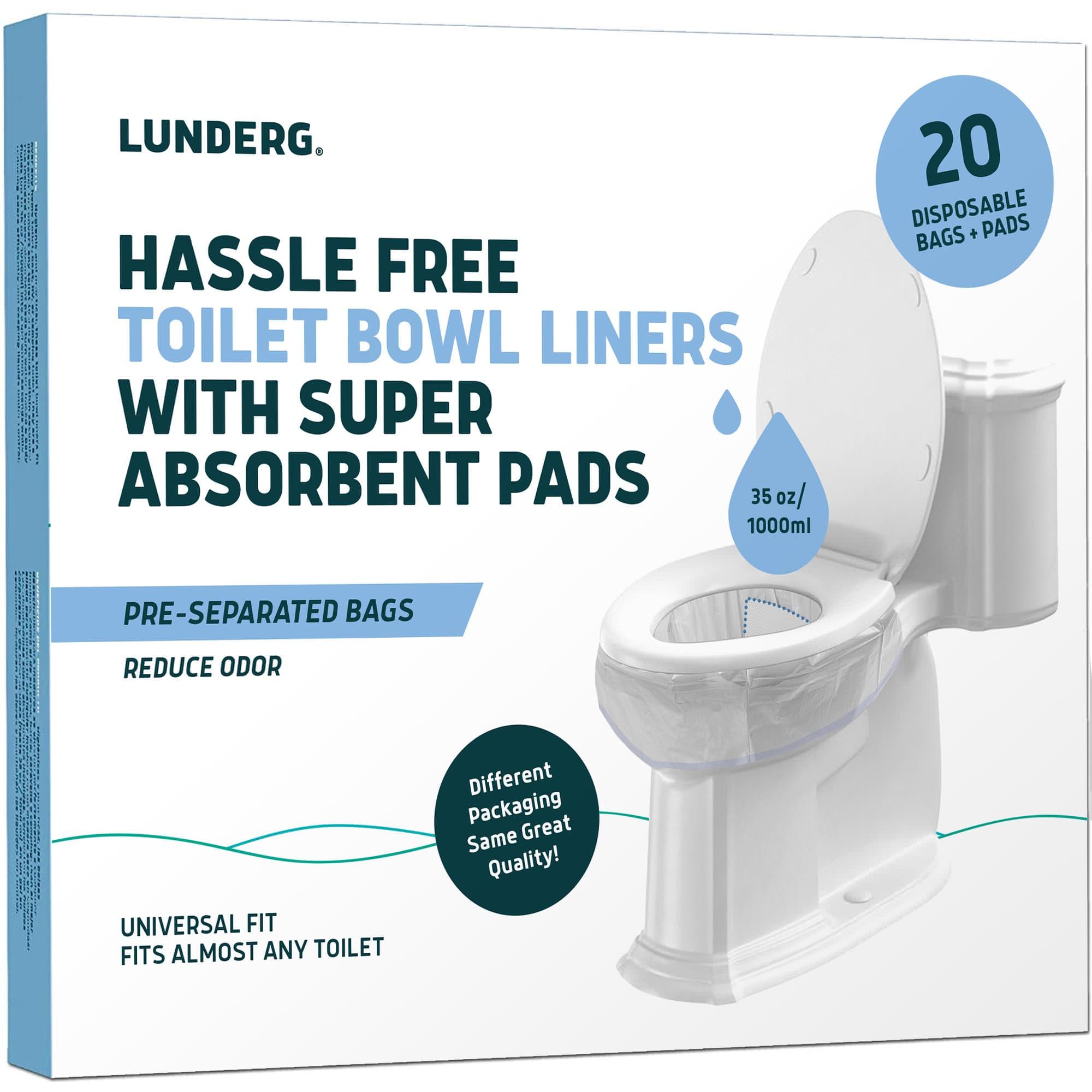 Lunderg Toilet Bowl Liners with Super Absorbent Pads, 20/Pack, Unscented - Image 1