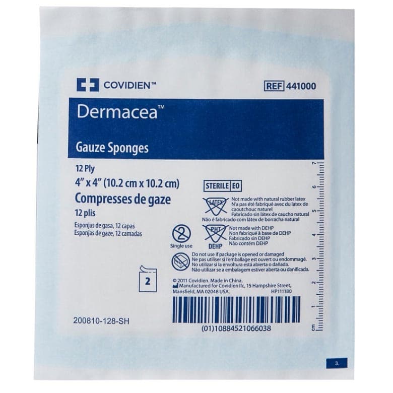 Covidien Dermacea Gauze Sponge, 12-Ply, 4 x 4 Inch, Sterile - Each - Image 1