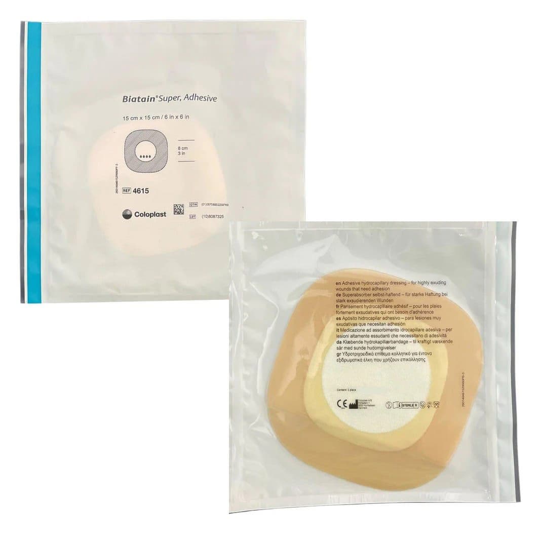 Biatain Super Hydrocapillary Adhesive Dressing, 6 x 6 Inch - Image 1