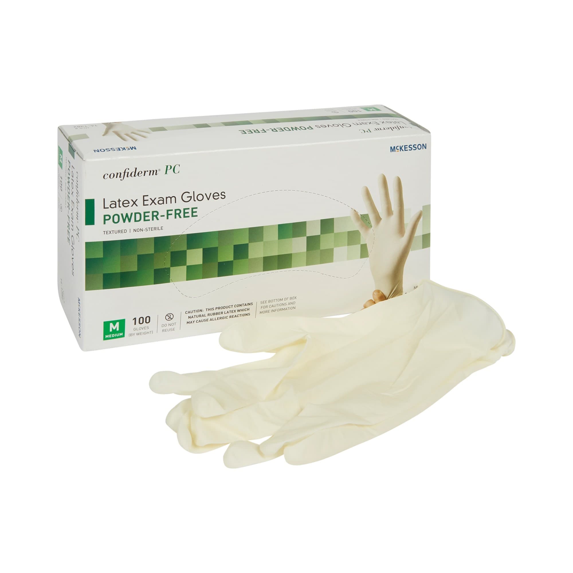 McKesson Confiderm PC Latex Powder Free Exam Gloves, Ivory, Medium - Case of 1000 - Image 1