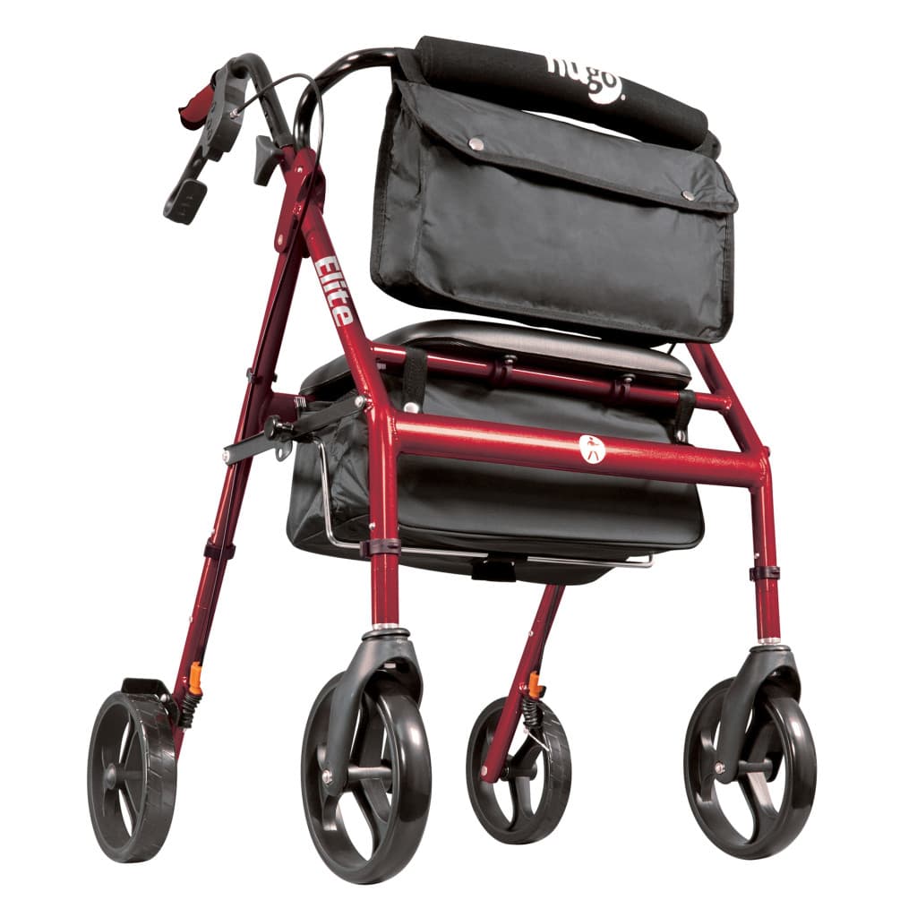 Drive Hugo Elite Rolling walker with a Seat, Red - Case of 2 - Image 1