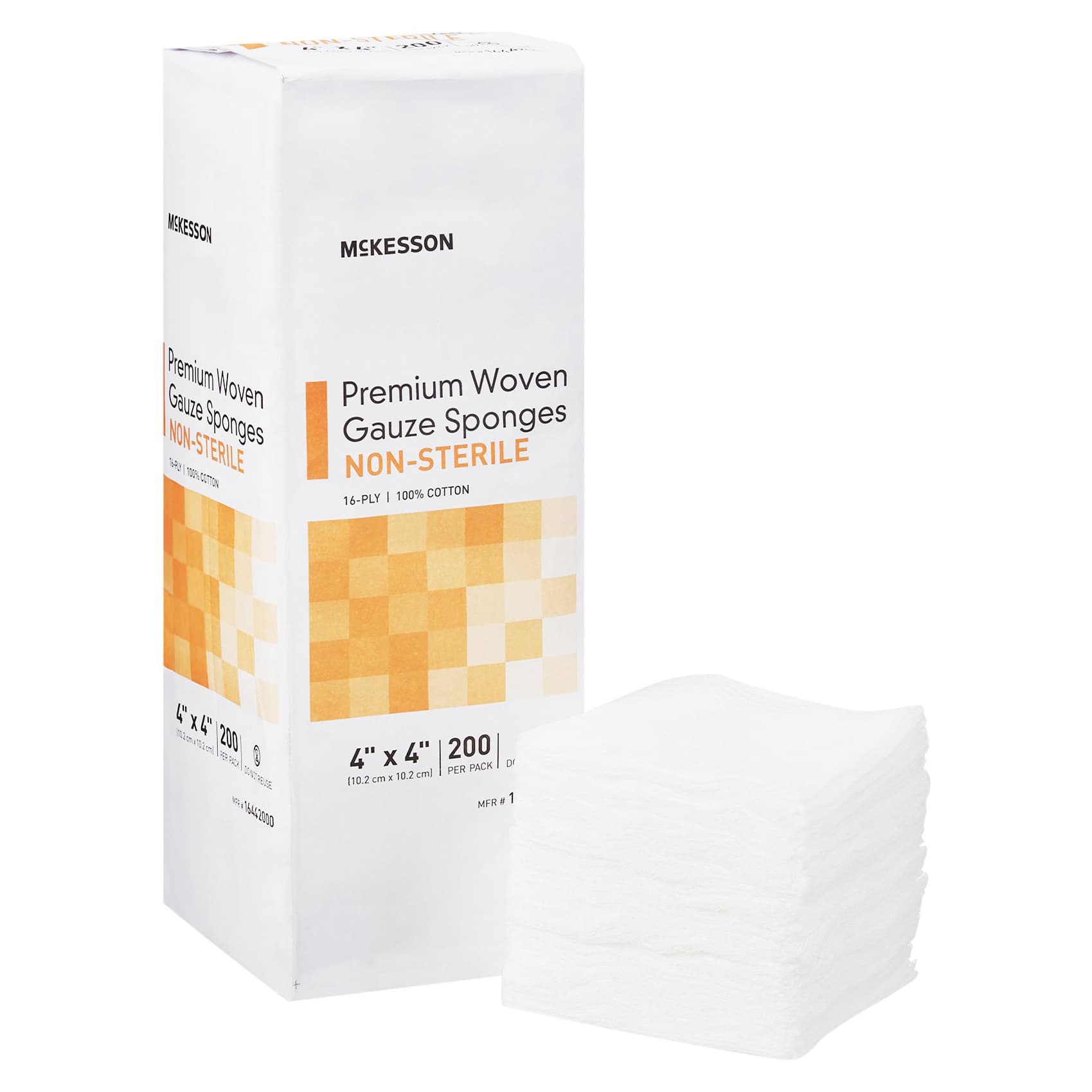 McKesson Woven Cotton Gauze Sponges, 16-Ply, 4 x 4 Inch - Case of 2000 - Image 1