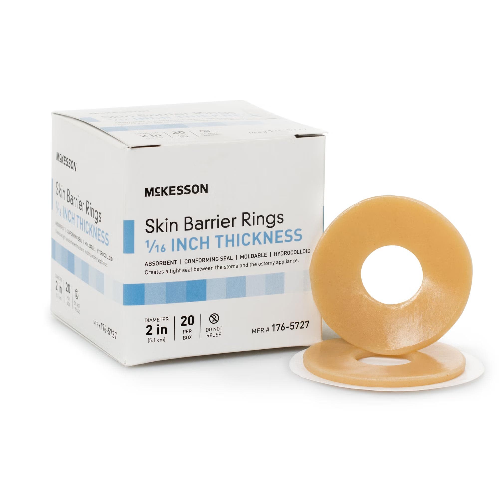 McKesson Skin Barrier Ring Adhesive without Tape Hydrocolloid Round Shape Moldable, Standard Wear - Box of 20 - Image 1
