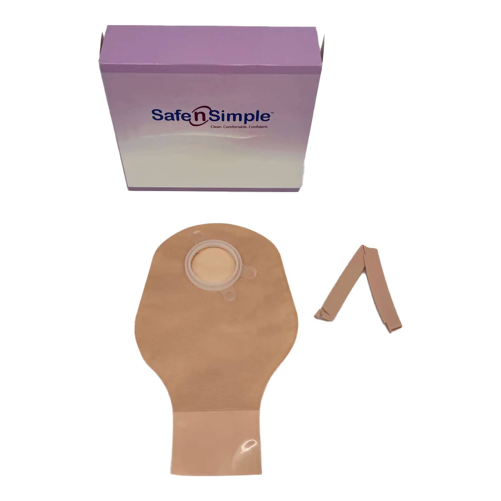 Safe N Simple Opaque Two-Piece System Ostomy Pouch, 1-3/4 Inch Flange - Box of 10 - Image 1