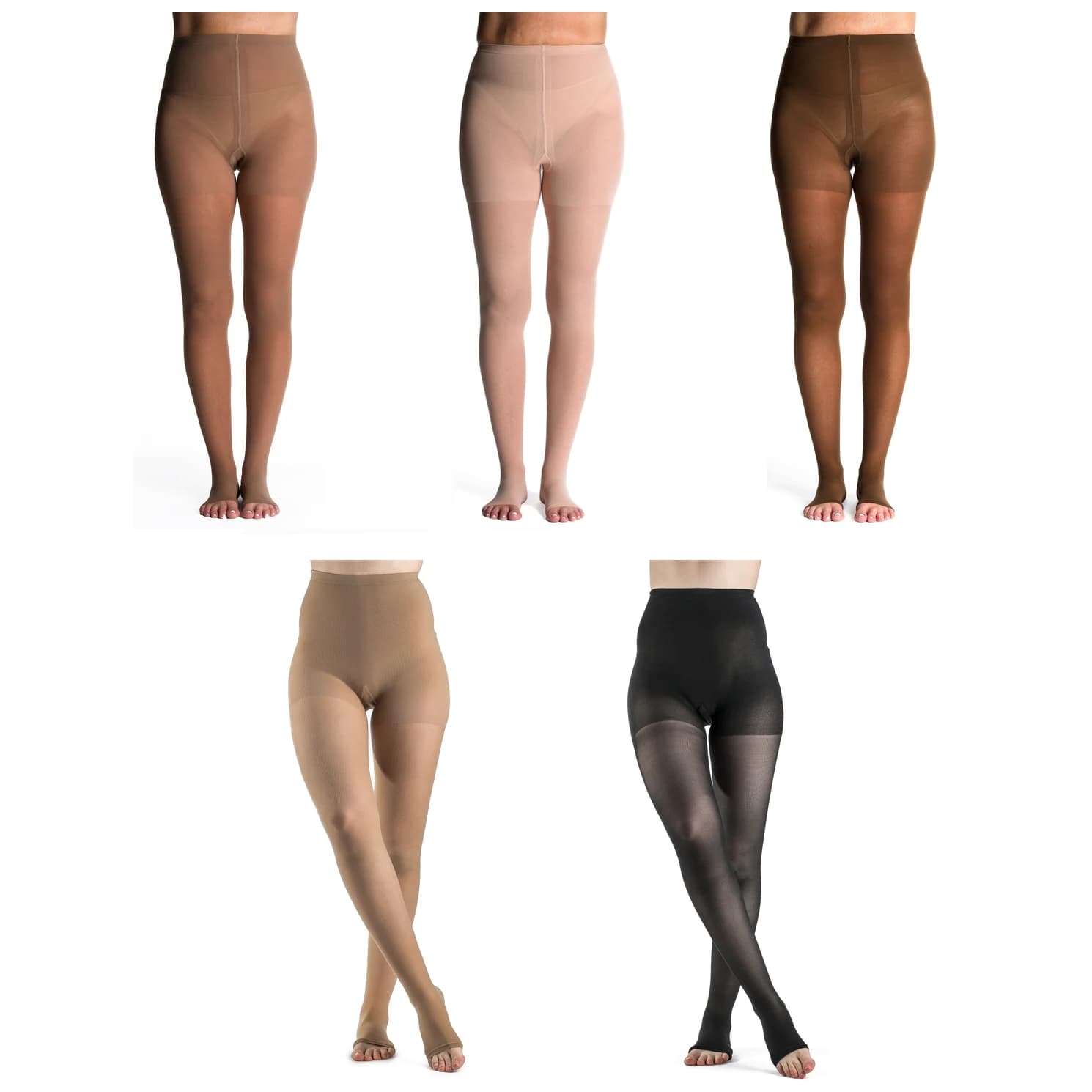 Sigvaris Women's Style Sheer Open Toe Compression Pantyhose, 30-40mmHg