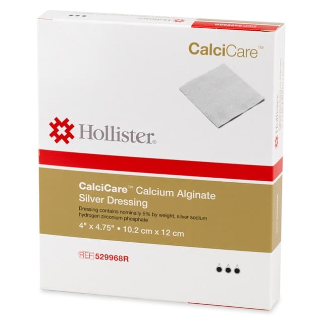 CalciCare Silver Calcium Alginate Dressing, 4 x 4-3/4 Inch - Box of 10 - Image 1