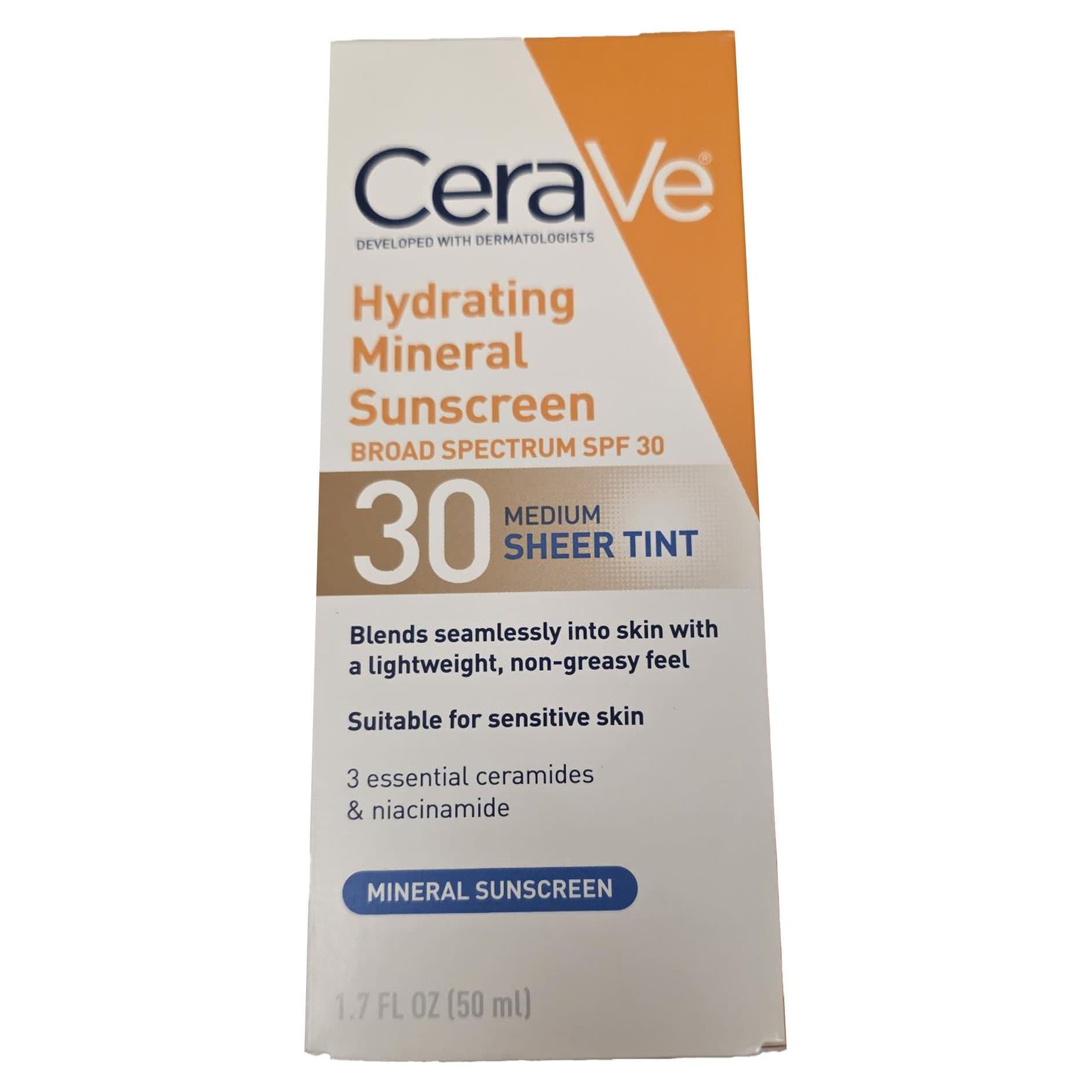 CeraVe Hydrating Mineral Sunscreen SPF 30, Medium Sheer Tint, 1.7 oz - Each - Image 3
