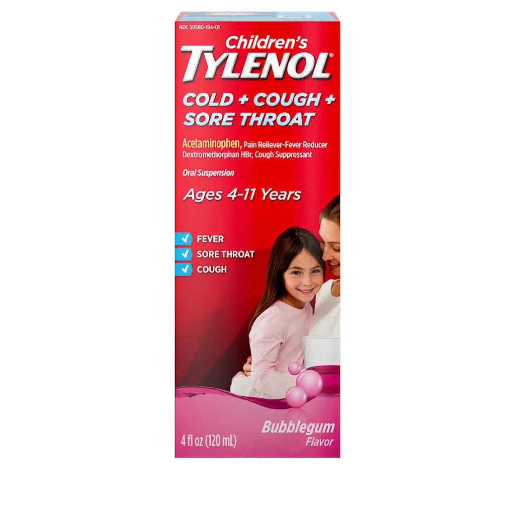 Children’s TYLENOL Cold + Cough + Sore Throat Oral Suspension, 4 oz - Each - Image 1