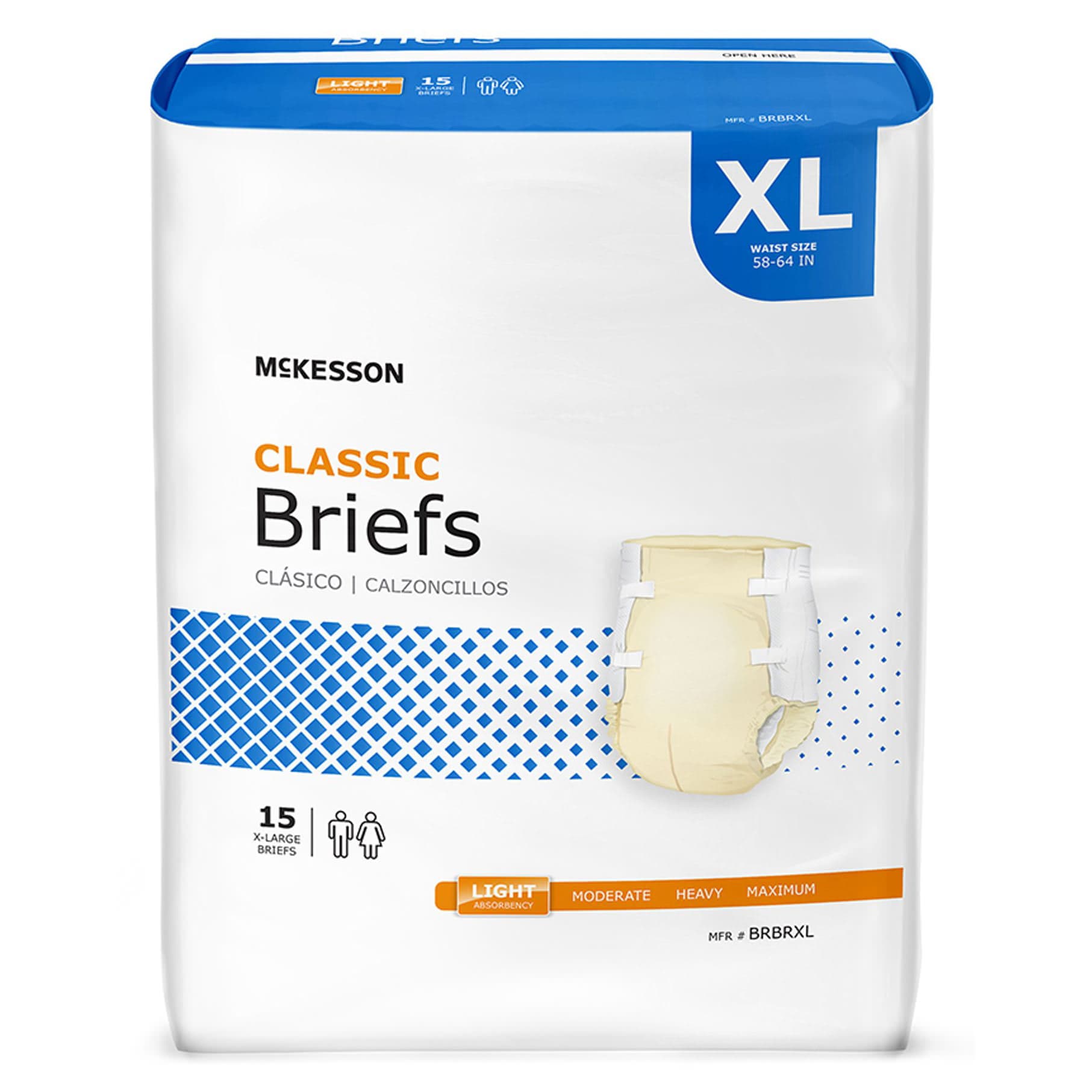 McKesson Classic Incontinence Briefs, Extra Large - Bag of 15 - Image 1