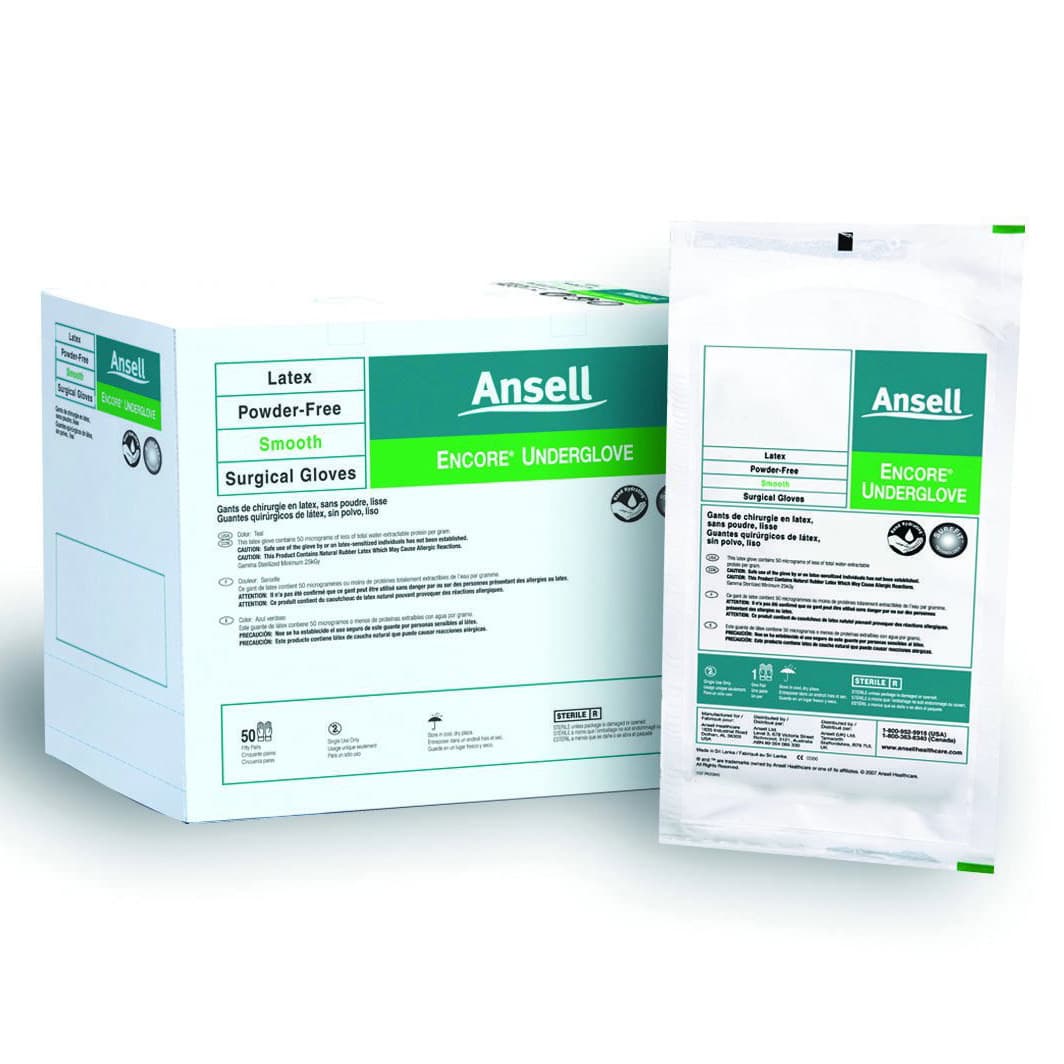 Ansell Surgical Gloves, Sterile, Latex, Powder Free, Size 8.5 - Box of 100 - Image 1