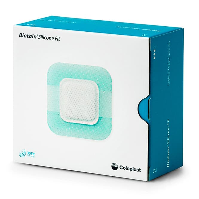 Coloplast Biatain Bordered Silicone Fit Foam Dressing, 3 x 3 Inch - Box of 10 - Image 1