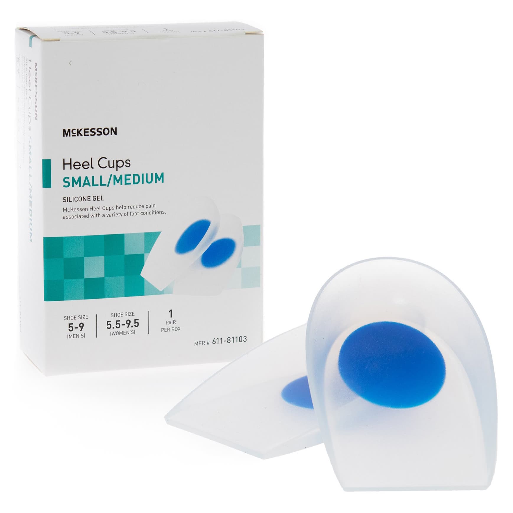 McKesson Heel Cup without Closure Molded Foot Blue-Transparent
