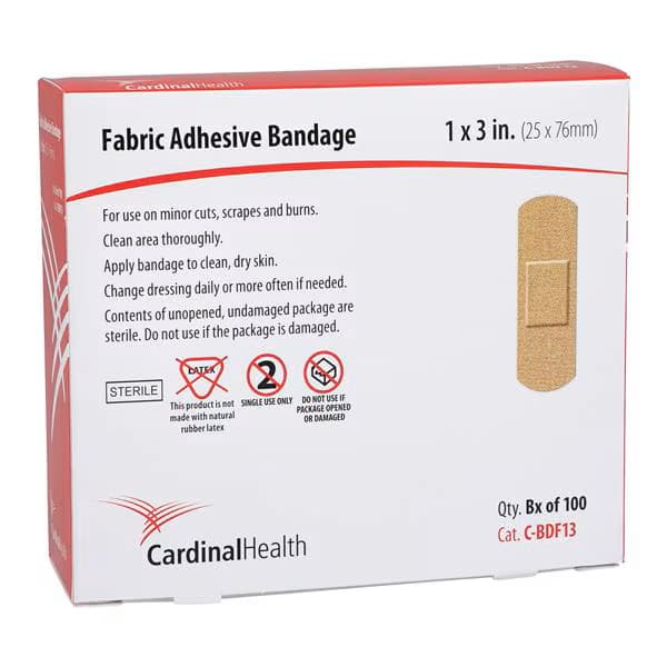 Cardinal Health Fabric Adhesive Bandages, 1 x 3 Inch - Box of 100 - Image 1