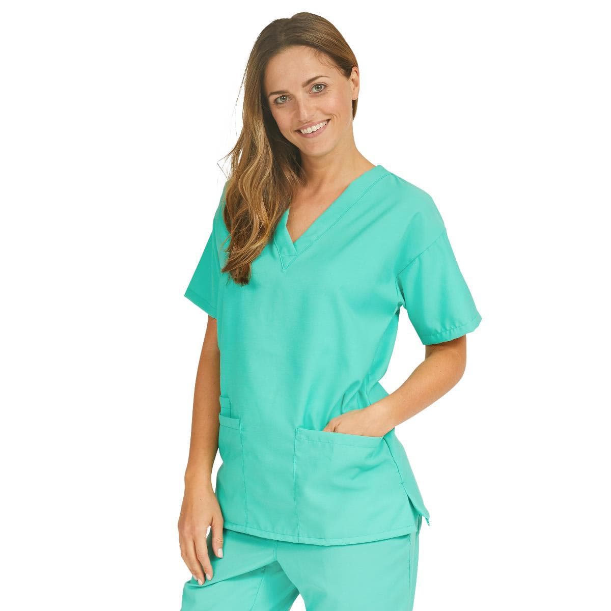 Performax Women's V-neck Tunic Scrub Top, Jade, Extra Small - Image 1