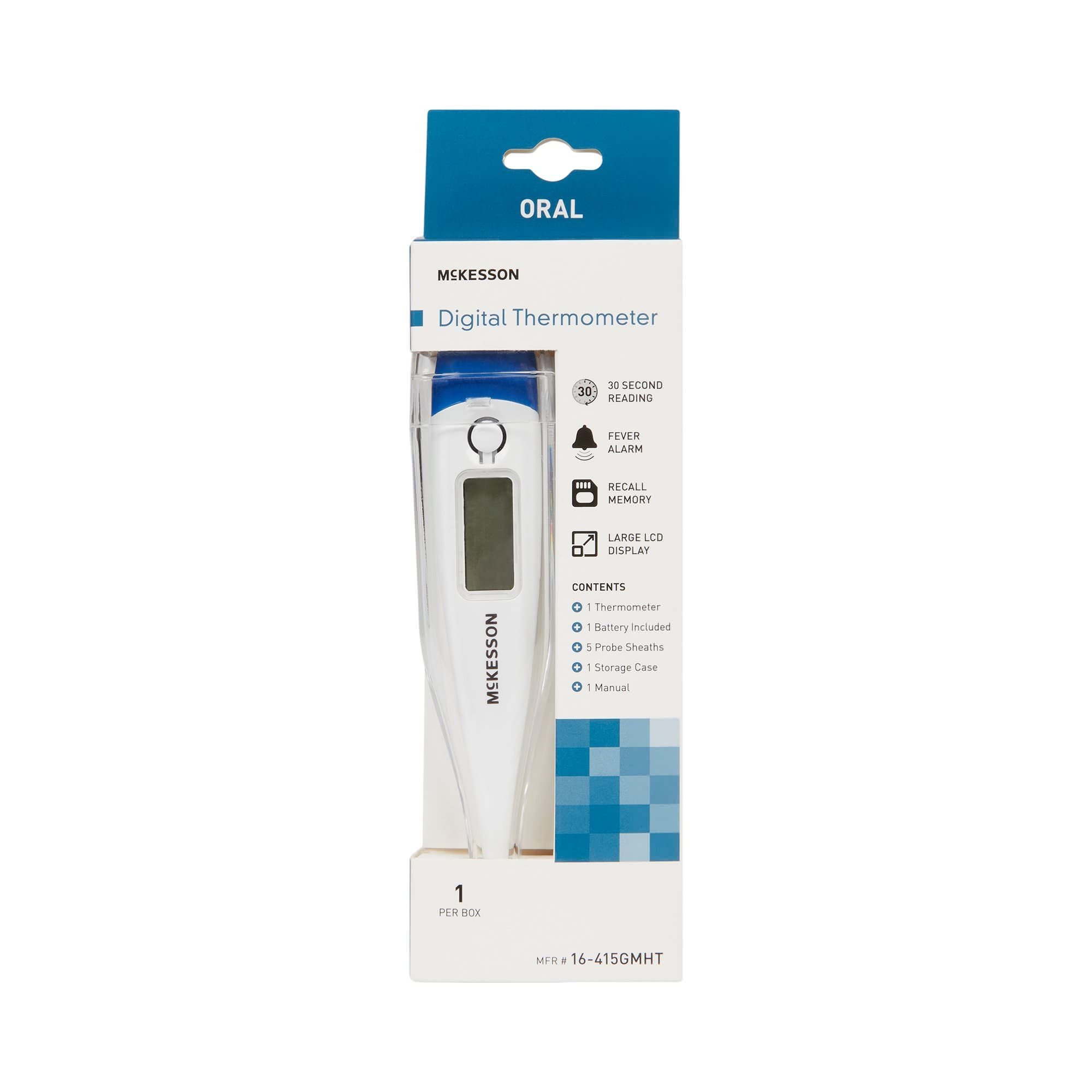 McKesson Digital Stick Thermometer 30 Second Response, LCD Display, Oral Probe - Each - Image 1