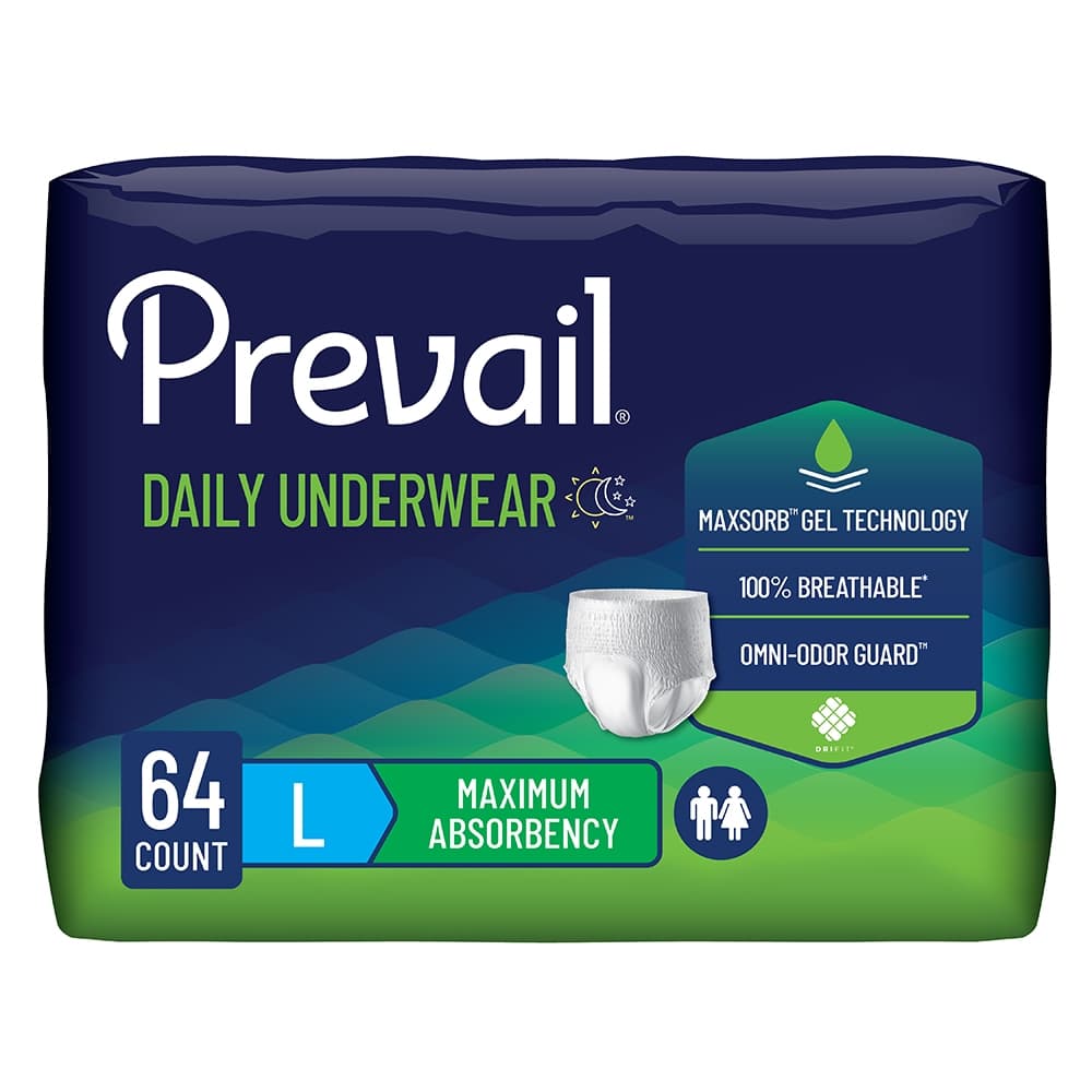 Prevail Maximum Daily Unisex Incontinence Underwear, Large - Case of 64 - Image 1