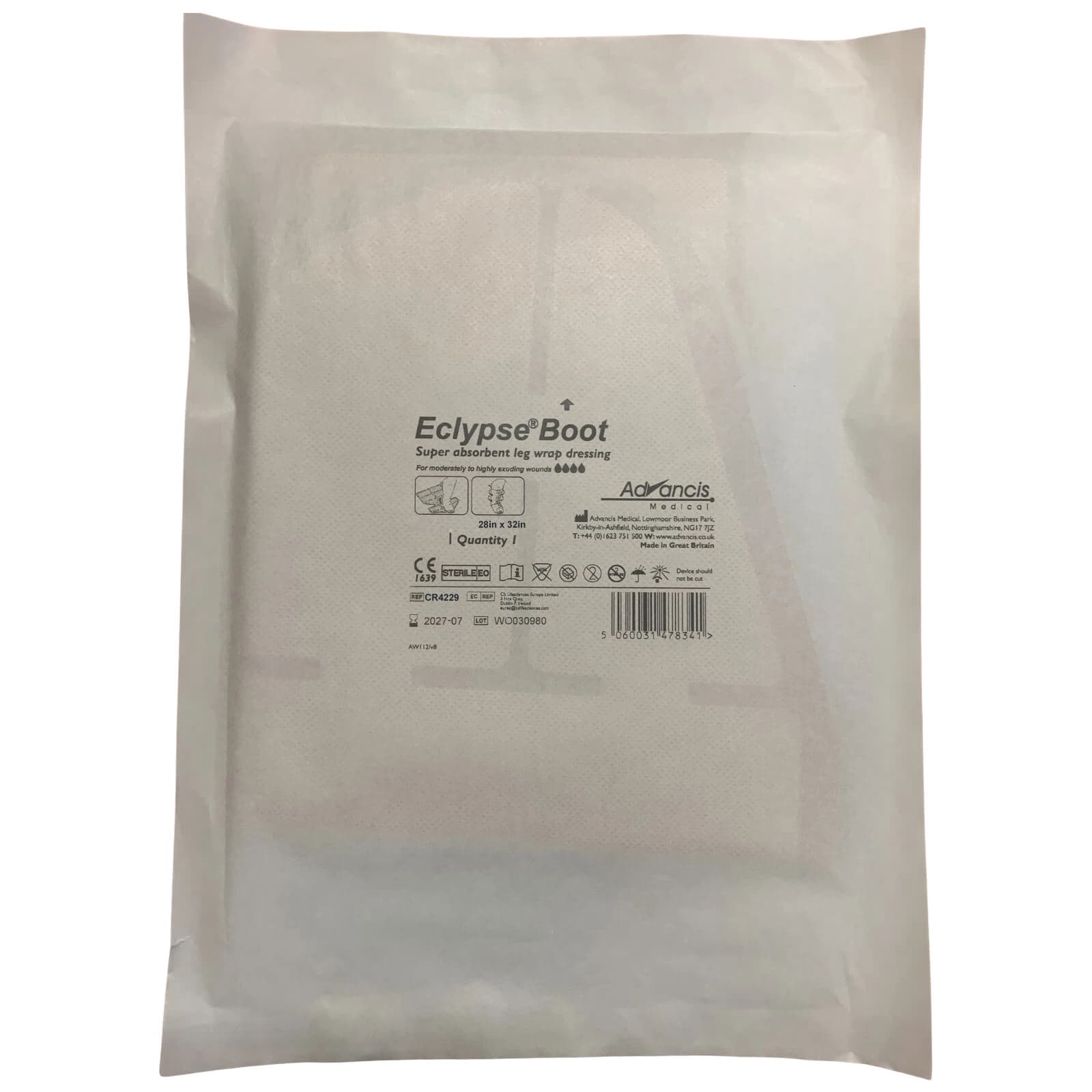 Eclypse Boot Super Absorbent Wound Dressing 28 x 32 Inch - Image 1