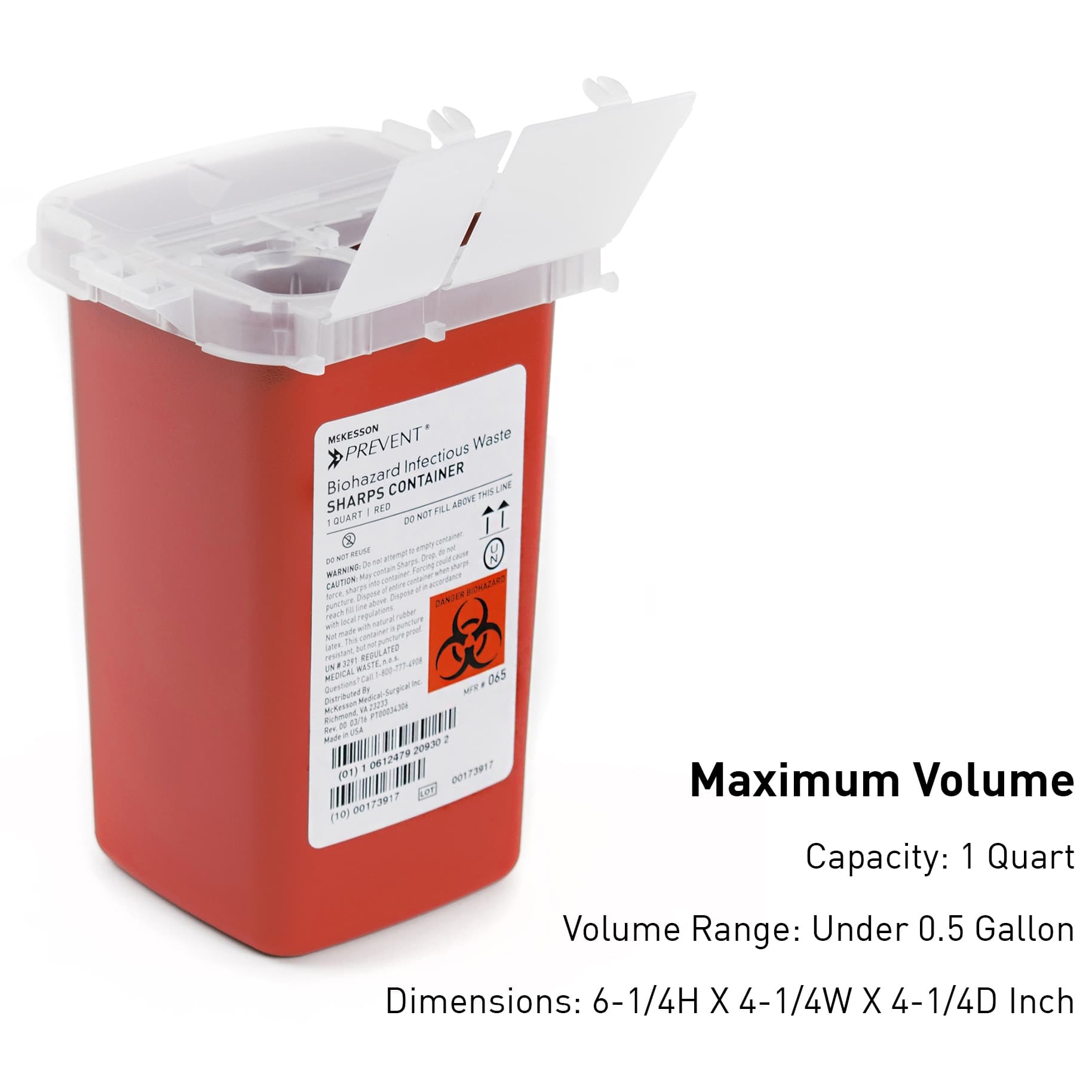 McKesson Prevent Red Base Sharps Container, Vertical Entry - Image 2