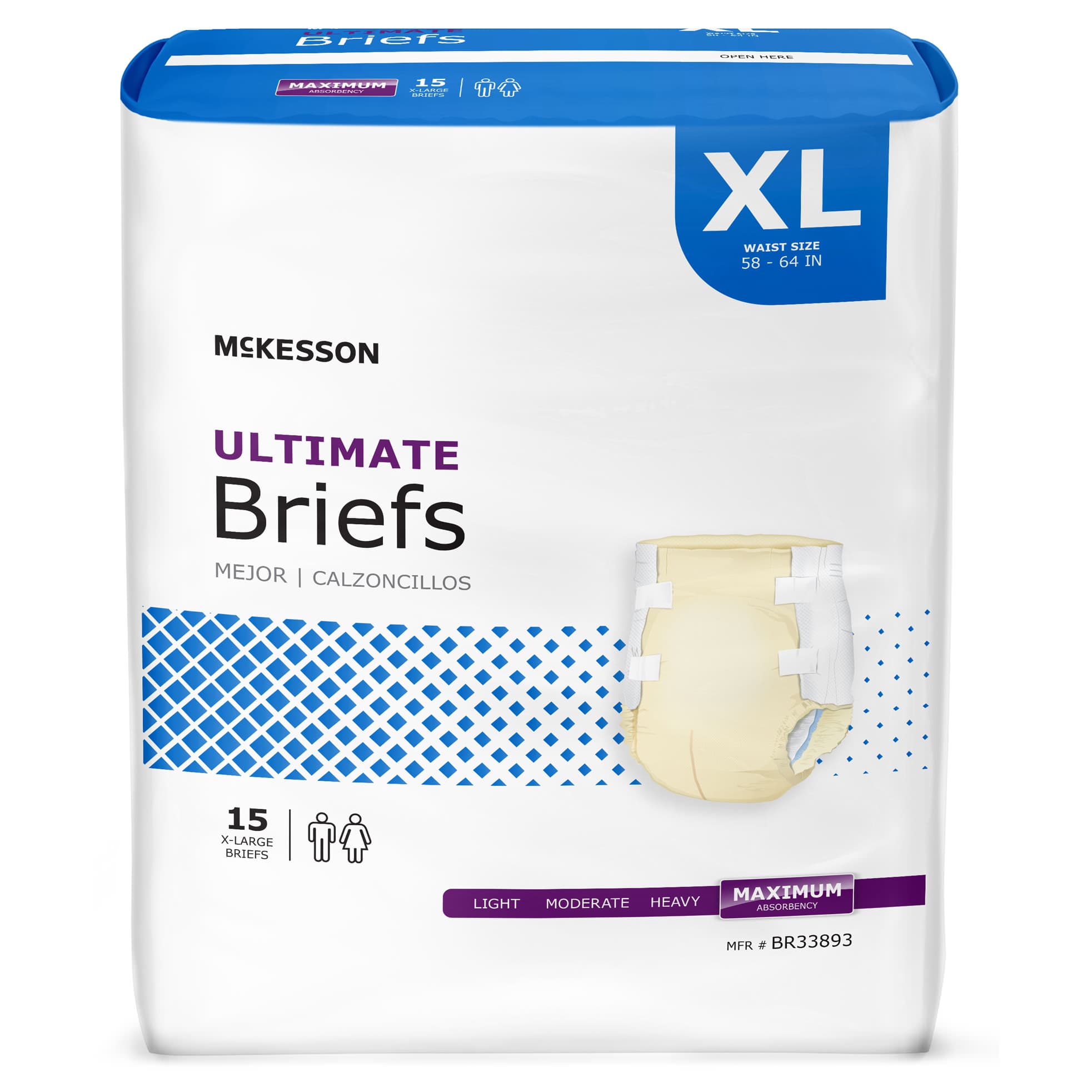 McKesson Ultimate Briefs, Extra-Large - Bag of 15 - Image 1