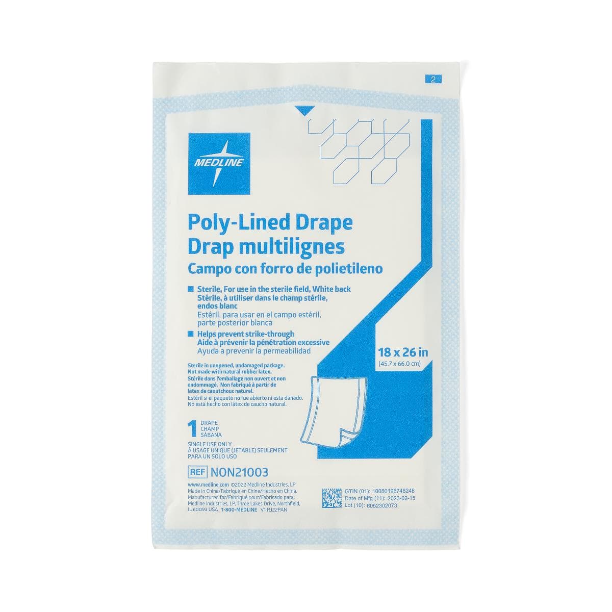 Medline General Purpose Drape Blue-White, 18 x 26 Inch - Each - Image 1