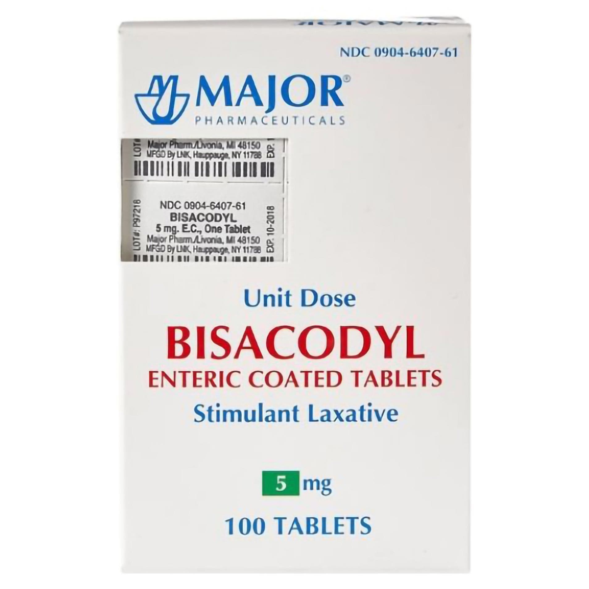 Major Bisacodyl Laxative Tablet, 5 mg - Box of 100 - Image 1