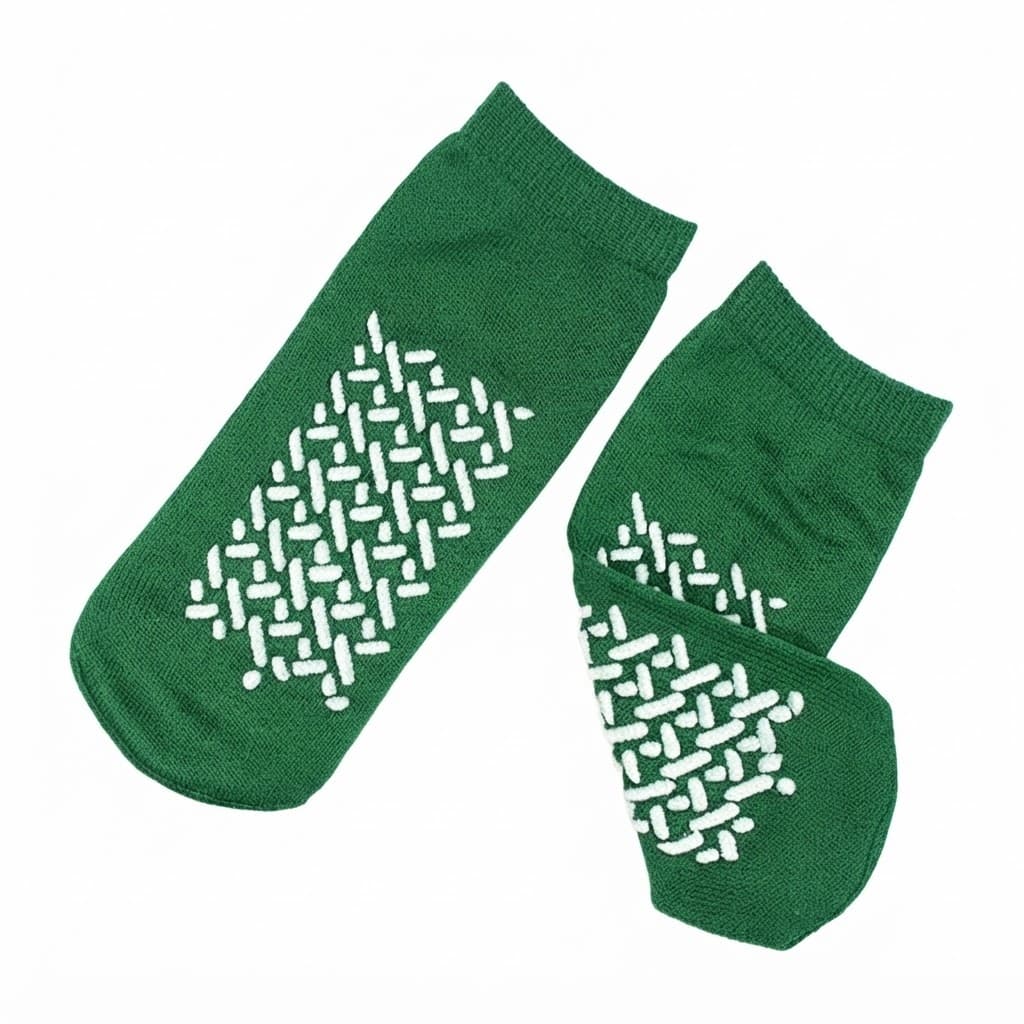 DeRoyal Double Sided Patient Slipper Socks, Bariatric, Green - Case of 24 - Image 1