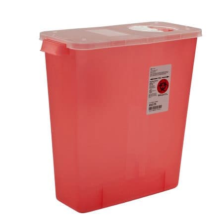 Monoject Multi-Purpose Sharps Containers with Rotor Opening and Hinged Lid - Case of 10 - Image 1