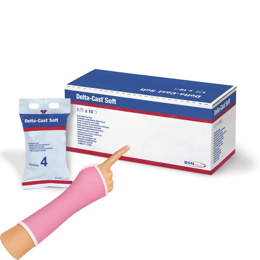 Delta-Cast Soft Polyester Cast Tape, Pink, 4 Inch x 4 Yard - Box of 10 - Image 1