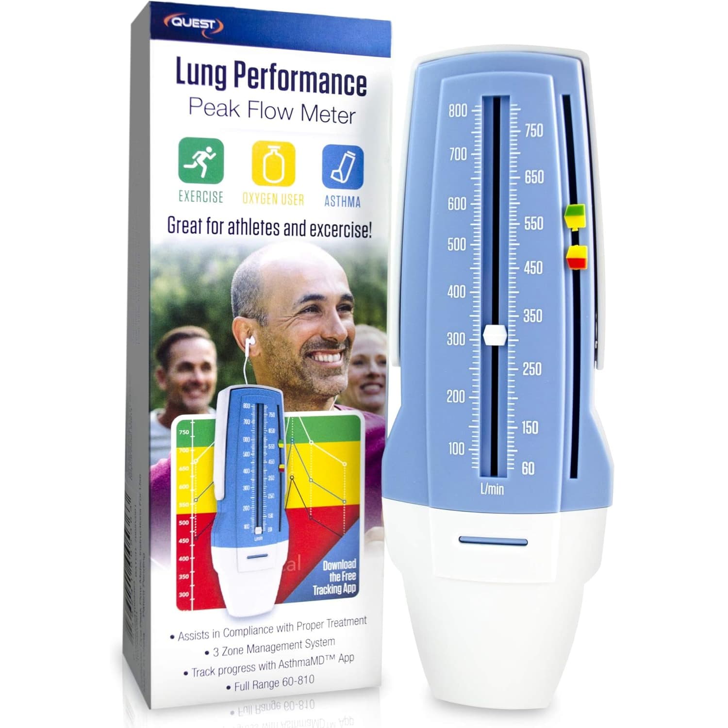 Quest AsthmaMD Lung Performance Peak Flow Meter - Image 1