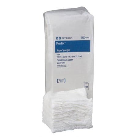 Kerlix Sterile Super Sponges, 7-3/4 x 8-3/4 inch, Bulk - Package of 100 - Image 1