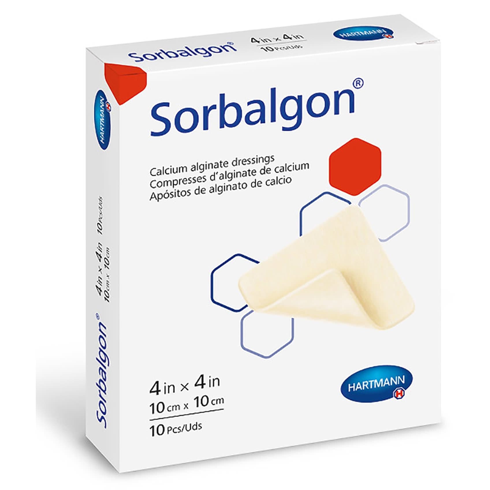 Sorbalgon Calcium Alginate Dressing, 4 x 4 Inch - Box of 10 - Image 1