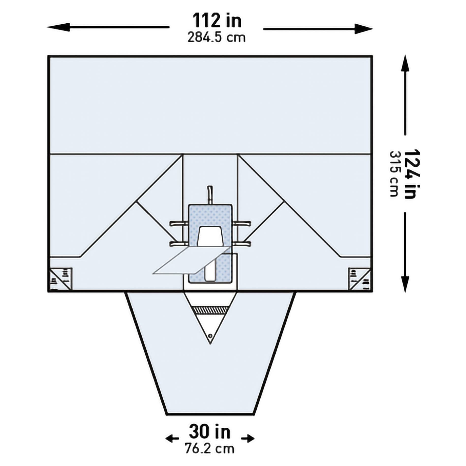 McKesson Blue Abdominal Drape with Fluid Collection Pouch, 112 W x 30 W x 124 L Inch