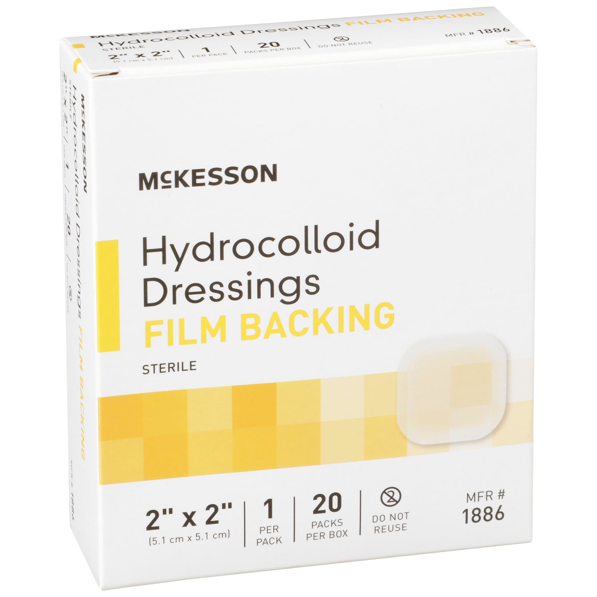 McKesson Hydrocolloid Dressing with Film Backing, 2 x 2 Inch - Case of 400 - Image 1