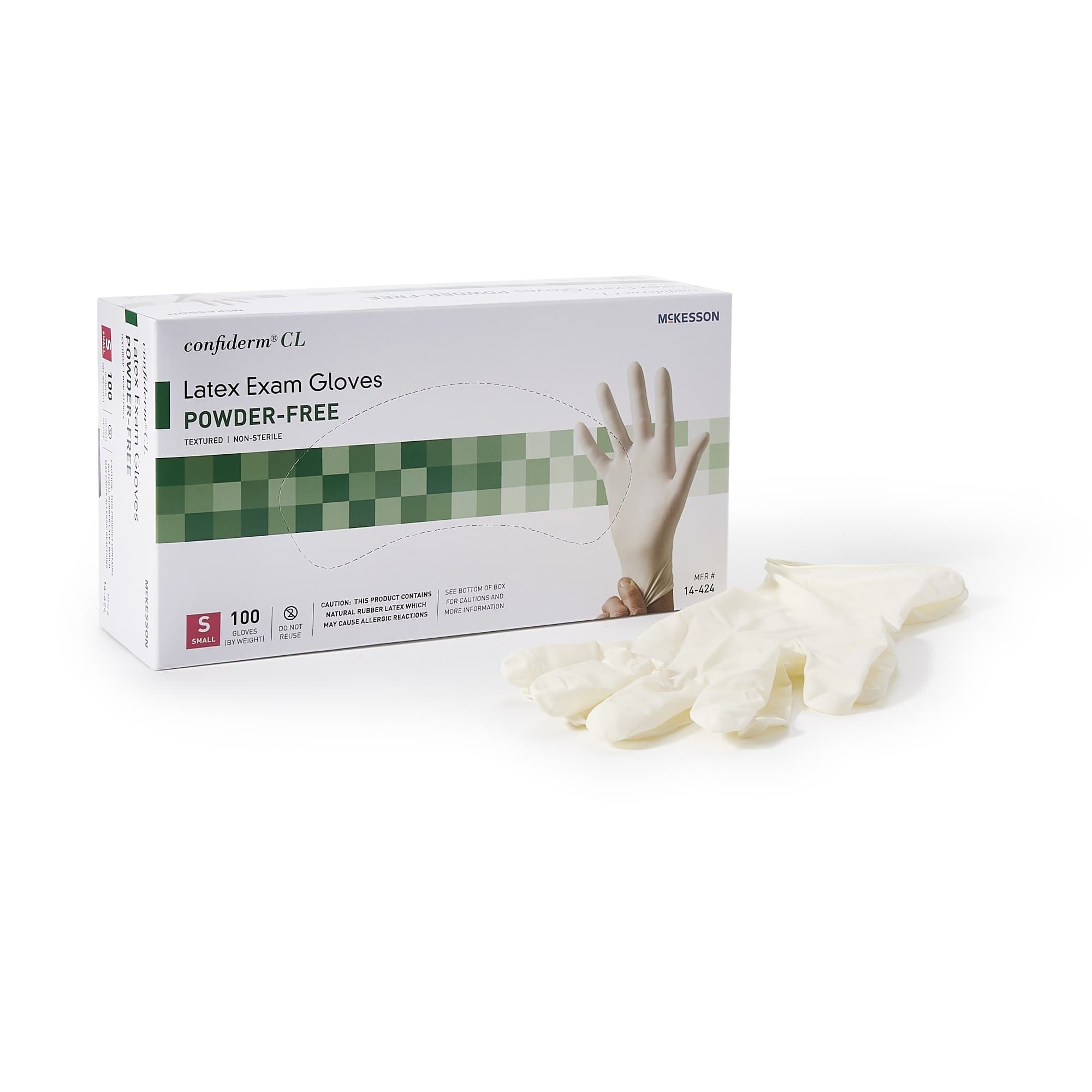 McKesson Confiderm CL Latex Powder Free Exam Gloves, Ivory, Small - Box of 100 - Image 1